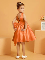 Cute A-Line Bow Short Flower Girl Dress Orange