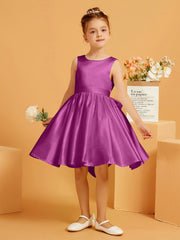 Cute A-Line Bow Short Flower Girl Dress Orchid