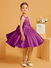 Cute A-Line Bow Short Flower Girl Dress Orchid