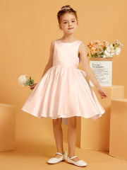 Cute A-Line Bow Short Flower Girl Dress Peach