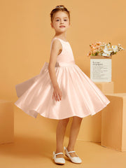 Cute A-Line Bow Short Flower Girl Dress Peach