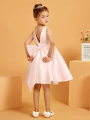 Cute A-Line Bow Short Flower Girl Dress Pearl Pink