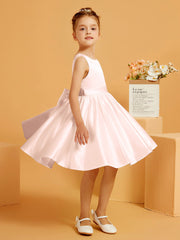 Cute A-Line Bow Short Flower Girl Dress Pearl Pink