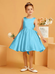 Cute A-Line Bow Short Flower Girl Dress Pool
