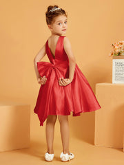 Cute A-Line Bow Short Flower Girl Dress Red
