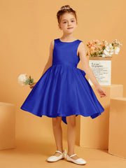 Cute A-Line Bow Short Flower Girl Dress Royal Blue