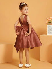 Cute A-Line Bow Short Flower Girl Dress Rust