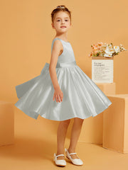 Cute A-Line Bow Short Flower Girl Dress Silver