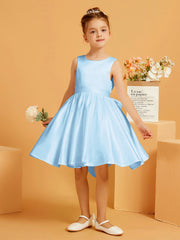 Cute A-Line Bow Short Flower Girl Dress Sky Blue