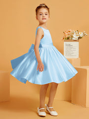 Cute A-Line Bow Short Flower Girl Dress Sky Blue