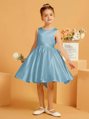 Cute A-Line Bow Short Flower Girl Dress Slate Blue