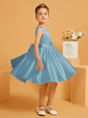 Cute A-Line Bow Short Flower Girl Dress Slate Blue