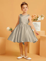 Cute A-Line Bow Short Flower Girl Dress Taupe