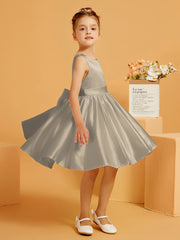 Cute A-Line Bow Short Flower Girl Dress Taupe