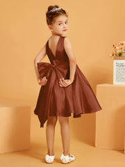 Cute A-Line Bow Short Flower Girl Dress Terracotta