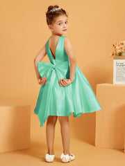 Cute A-Line Bow Short Flower Girl Dress Turquoise