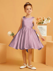 Cute A-Line Bow Short Flower Girl Dress Vintage Mauve
