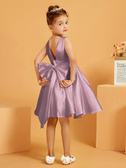 Cute A-Line Bow Short Flower Girl Dress Vintage Mauve