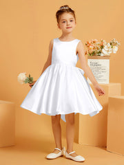 Cute A-Line Bow Short Flower Girl Dress White
