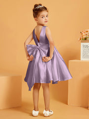 Cute A-Line Bow Short Flower Girl Dress Wisteria
