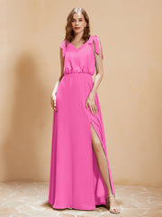 A-Line V-neck Floor-length Dress With Silt Azalea