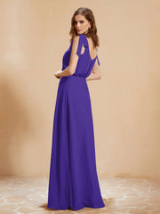 A-Line V-neck Floor-length Dress With Silt Regency