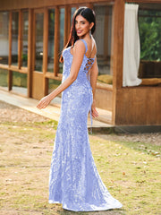 Sheath/Column Sparkling Sequins Gown with Slit Lavender