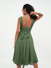 Sweetheart Neck Empire Short Chiffon Dresses Olive Green