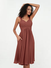 Sweetheart Neck Empire Short Chiffon Dresses Terracotta