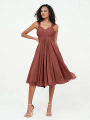 Sweetheart Neck Empire Short Chiffon Dresses Terracotta