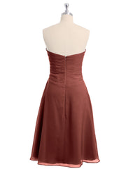 Short Chiffon Dress with Sweetheart Neck Shining Decor Terracotta