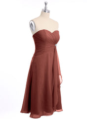 Short Chiffon Dress with Sweetheart Neck Shining Decor Terracotta