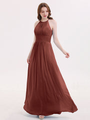 Full Length Chiffon Halter Dresses Terracotta Plus Size