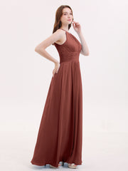 Full Length Chiffon Halter Dresses Terracotta