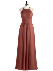 Full Length Chiffon Halter Dresses Terracotta