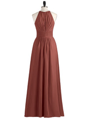 Full Length Chiffon Halter Dresses Terracotta