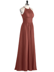 Full Length Chiffon Halter Dresses Terracotta