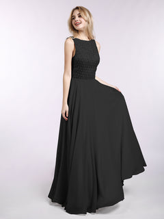 Lace And Chiffon Long Formal Dresses Plum