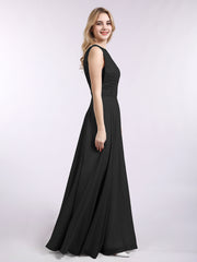Lace And Chiffon Long Formal Dresses Plum