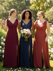 Bowed Flat Strap Dress Maxi with Front Slit Rust