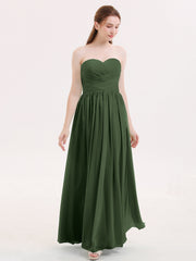 Maxi Chiffon Bridesmaid Dresses with Sweethart Olive Green
