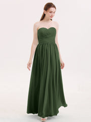 Maxi Chiffon Bridesmaid Dresses with Sweethart Olive Green