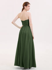 Maxi Chiffon Bridesmaid Dresses with Sweethart Olive Green