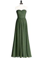 Maxi Chiffon Bridesmaid Dresses with Sweethart Olive Green