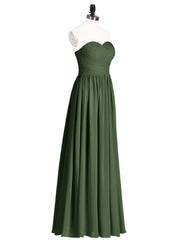 Maxi Chiffon Bridesmaid Dresses with Sweethart Olive Green