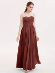 Maxi Chiffon Bridesmaid Dresses with Sweethart Terracotta