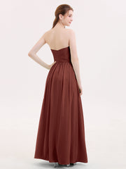 Maxi Chiffon Bridesmaid Dresses with Sweethart Terracotta
