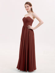 Maxi Chiffon Bridesmaid Dresses with Sweethart Terracotta