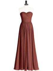 Maxi Chiffon Bridesmaid Dresses with Sweethart Terracotta