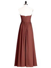 Maxi Chiffon Bridesmaid Dresses with Sweethart Terracotta
